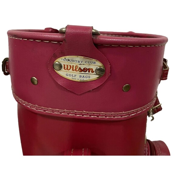 Vintage Wilson Country Club Red Golf Club Bag Made In USA RARE RED LEATHER COLOR - Picture 7 of 10